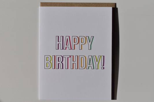 footnotes greeting card - happy birthday (colorful outline)