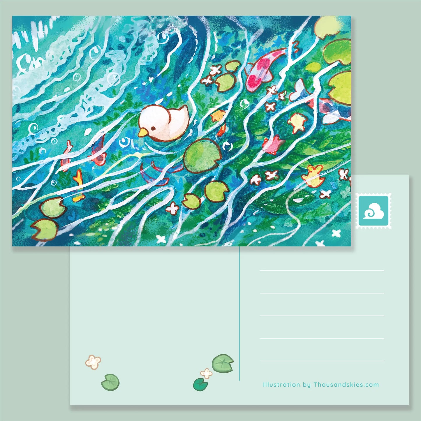 Thousand Skies postcard - a lost duckling