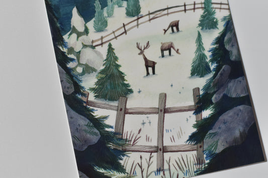 Wild Pencil postcard - winter meadow