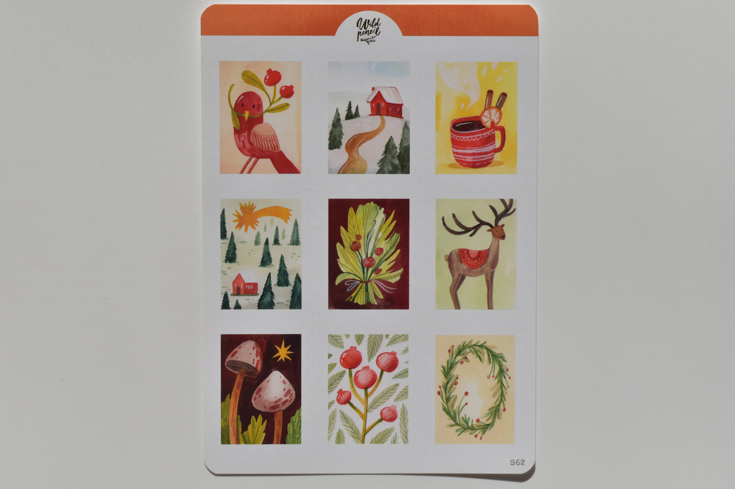 Wild Pencil sticker sheet - Christmas stamps