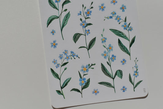 Wild Pencil sticker sheet - forget-me-not flowers