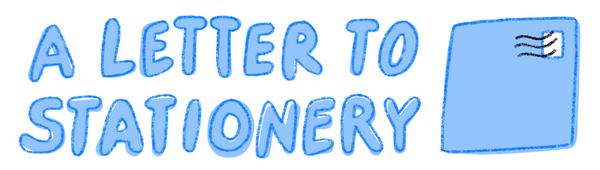 Text 'A Letter to Stationery' with a blue envelope icon on a white background