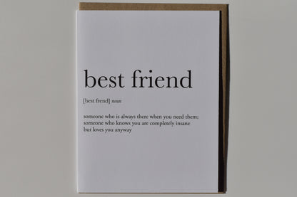footnotes greeting card - best friend definition