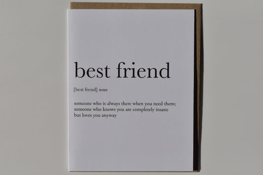 footnotes greeting card - best friend definition