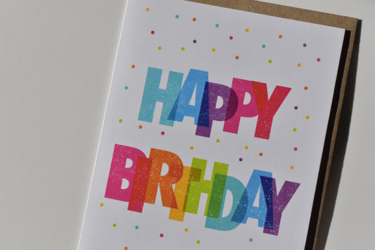 footnotes greeting card - happy birthday (colorful)