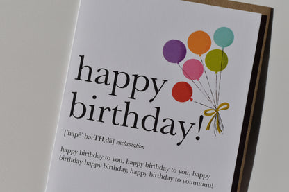 footnotes greeting card - happy birthday definition illustrated