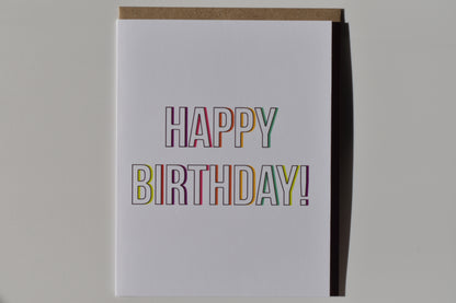 footnotes greeting card - happy birthday (colorful outline)