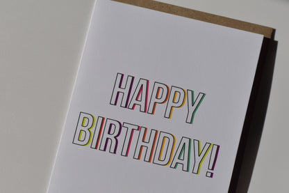 footnotes greeting card - happy birthday (colorful outline)