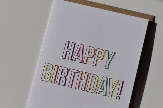 footnotes greeting card - happy birthday (colorful outline)