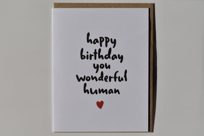 footnotes greeting card - happy birthday you wonderful human