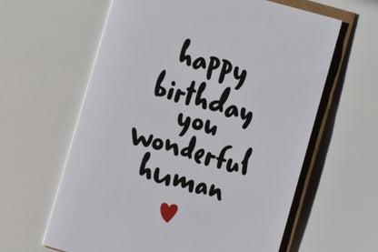 footnotes greeting card - happy birthday you wonderful human