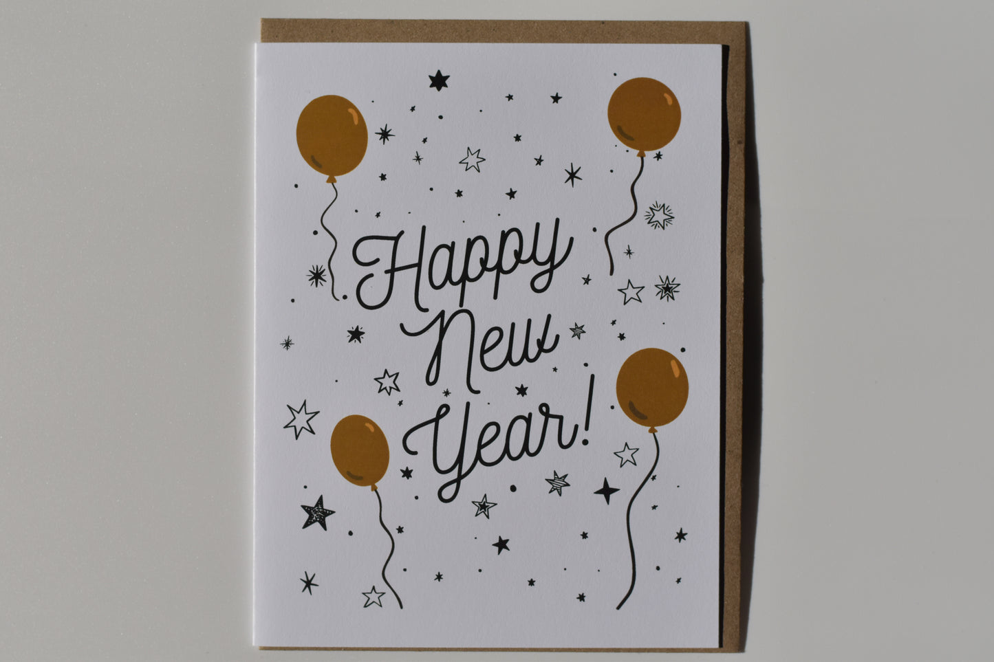 footnotes greeting card - happy new year (black and gold)