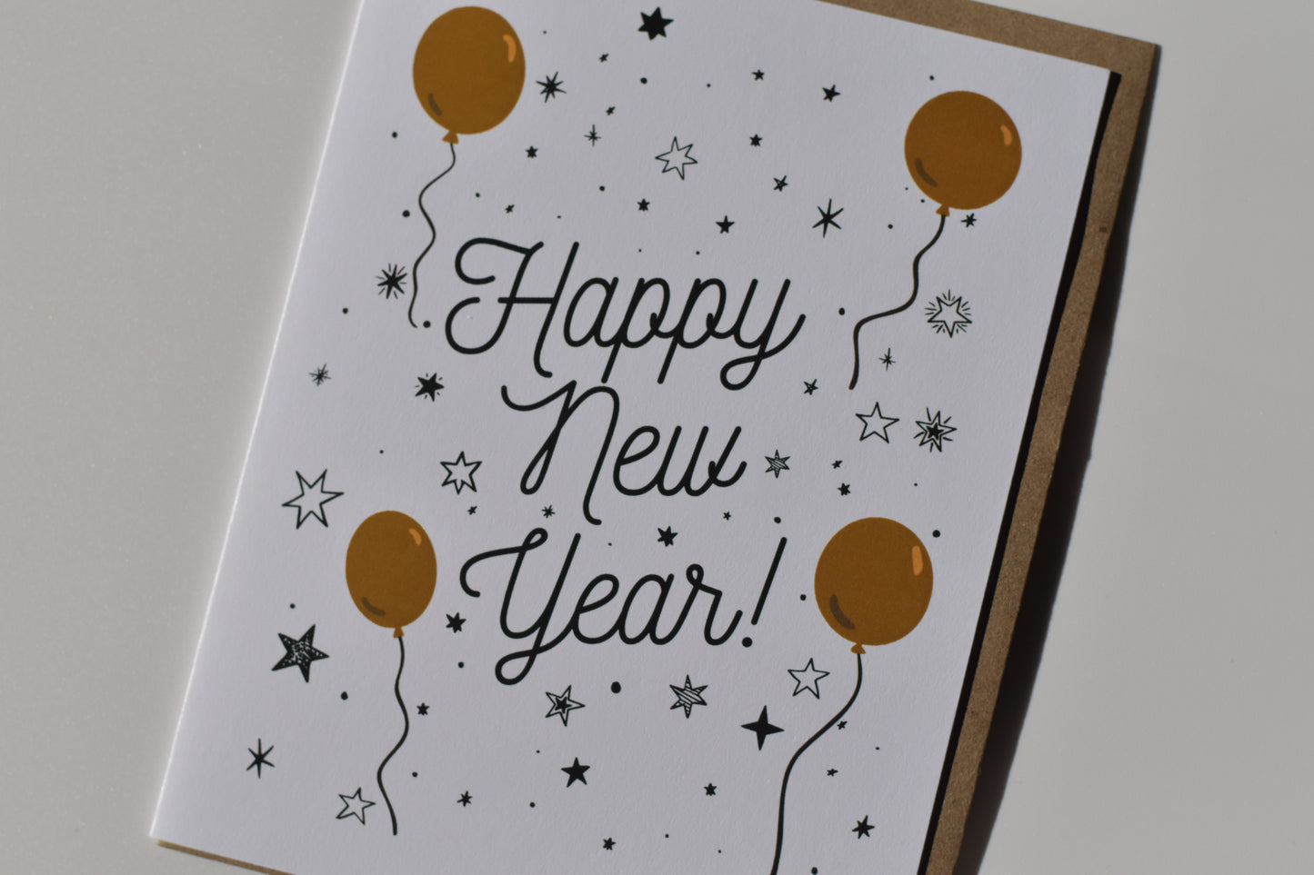 footnotes greeting card - happy new year (black and gold)