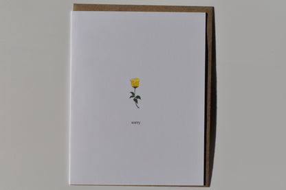 footnotes greeting card - sorry (single rose)