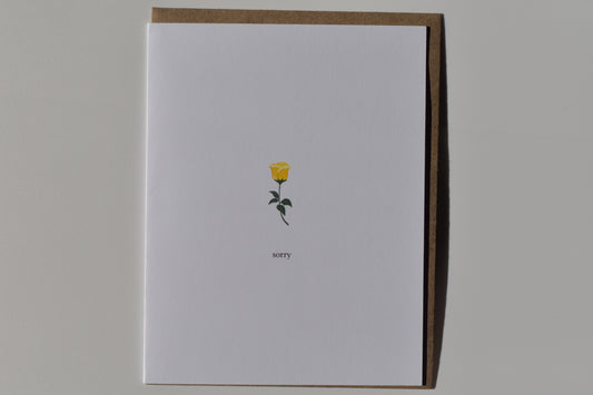 footnotes greeting card - sorry (single rose)