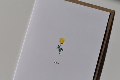 footnotes greeting card - sorry (single rose)