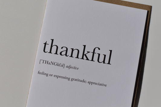 footnotes greeting card - thankful definition