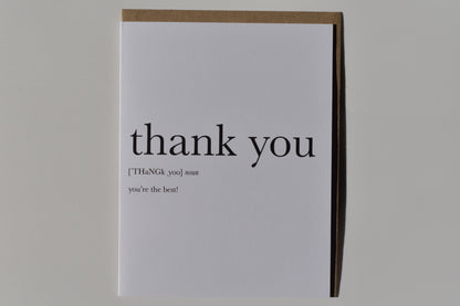 footnotes greeting card - thank you definition