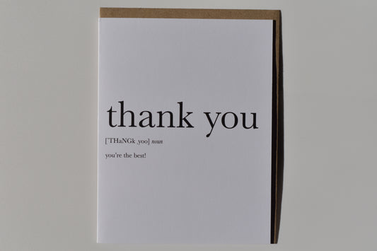 footnotes greeting card - thank you definition