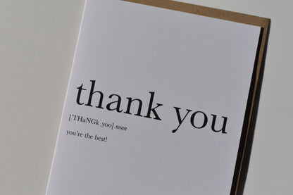 footnotes greeting card - thank you definition