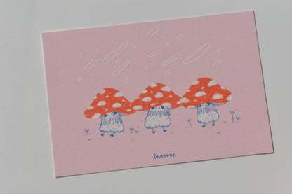 lovesoup postcard - mushroom boys