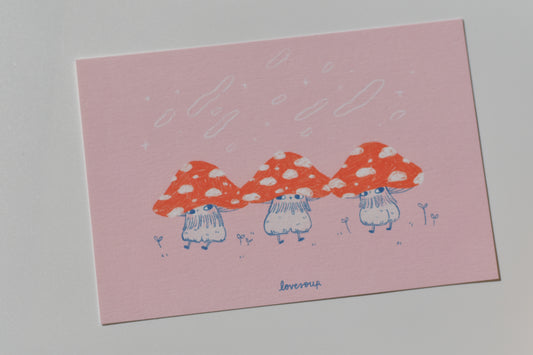 lovesoup postcard - mushroom boys