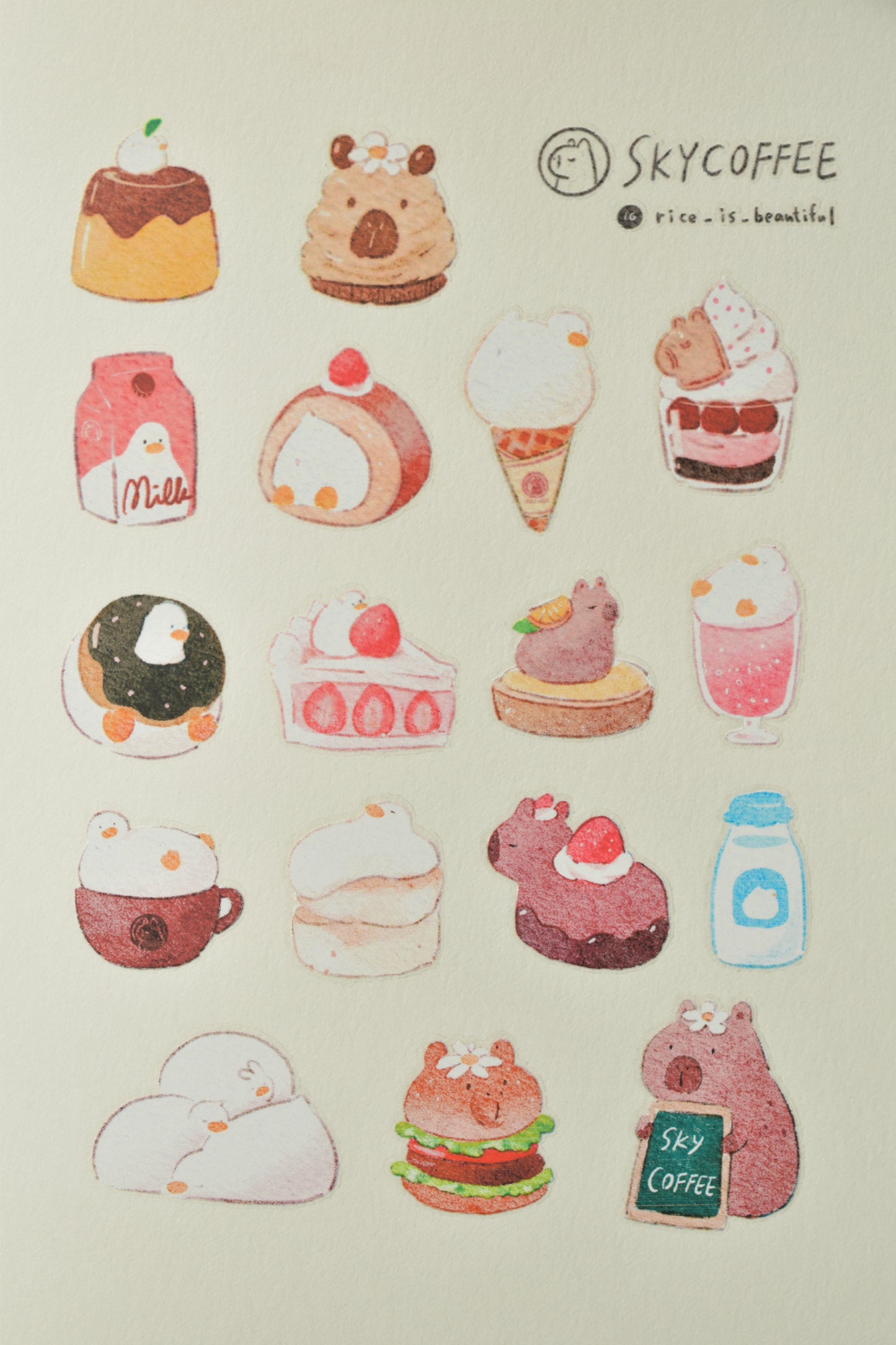SKYCOFFEE transfer stickers sheet - menu
