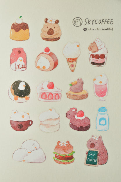 SKYCOFFEE transfer stickers sheet - menu