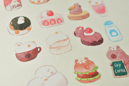 SKYCOFFEE transfer stickers sheet - menu