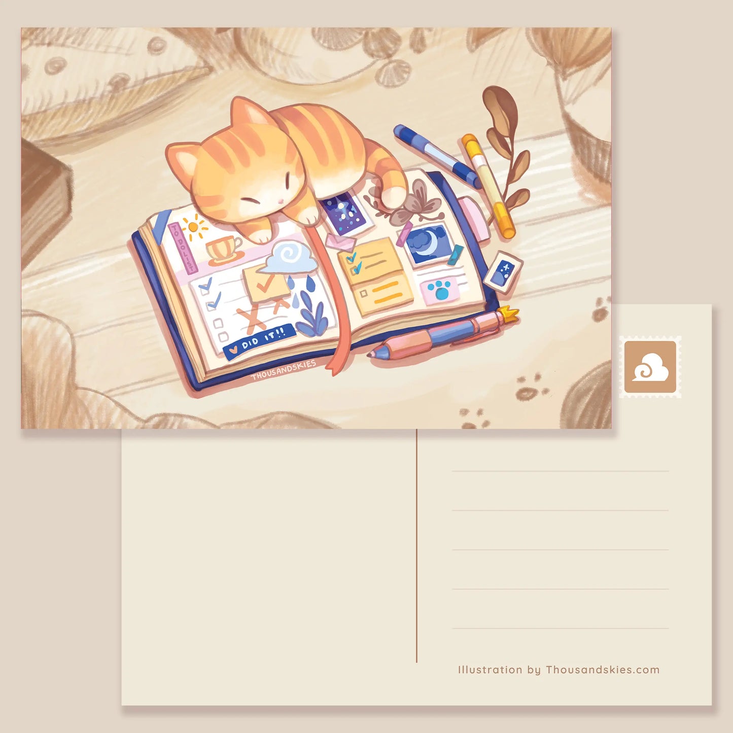 Thousand Skies postcard - kitten's journal
