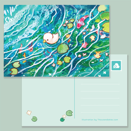 Thousand Skies postcard - a lost duckling