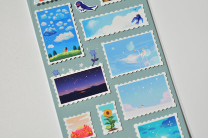 Thousand Skies sticker sheet - sky scenery stamps