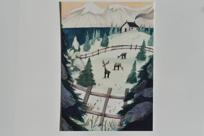 Wild Pencil postcard - winter meadow