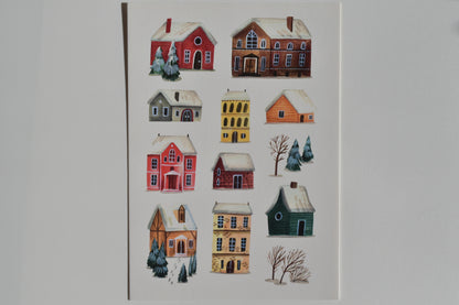 Wild Pencil postcard - winter village