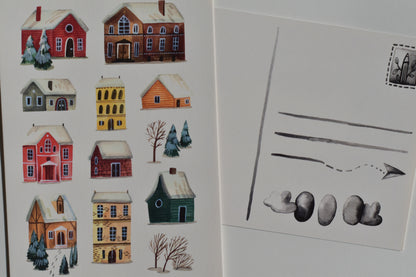 Wild Pencil postcard - winter village