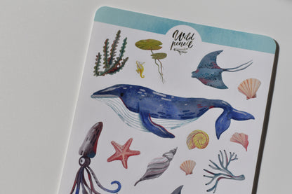 Wild Pencil sticker sheet - under the sea