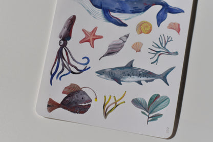 Wild Pencil sticker sheet - under the sea