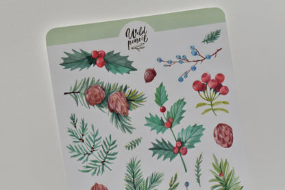 Wild Pencil sticker sheet - Christmas foliage
