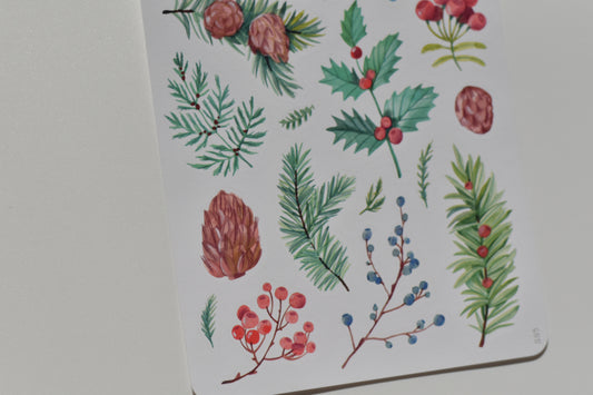Wild Pencil sticker sheet - Christmas foliage