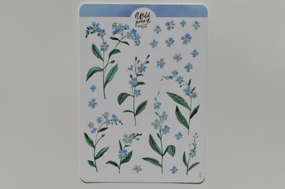 Wild Pencil sticker sheet - forget-me-not flowers