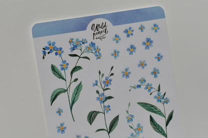 Wild Pencil sticker sheet - forget-me-not flowers