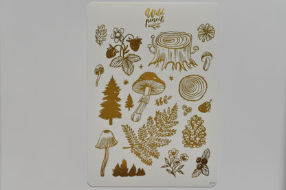 Wild Pencil sticker sheet - gold forest