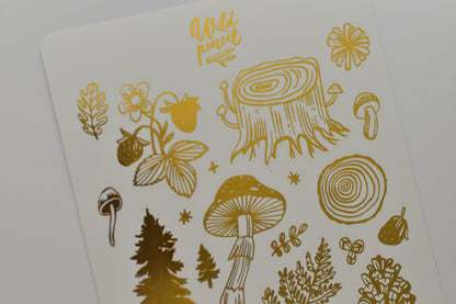 Wild Pencil sticker sheet - gold forest