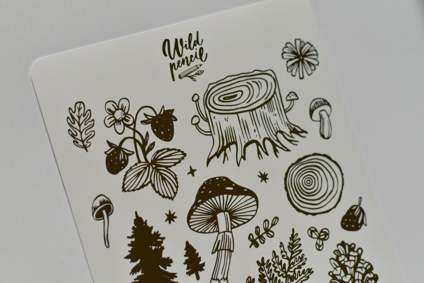 Wild Pencil sticker sheet - gold forest