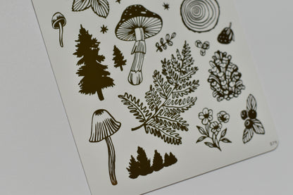 Wild Pencil sticker sheet - gold forest